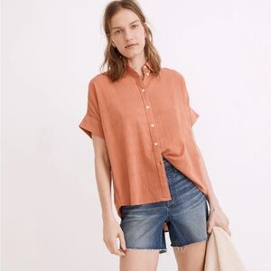 Madewell Courier Pintuck-Back Shirt in Textured Windowpane